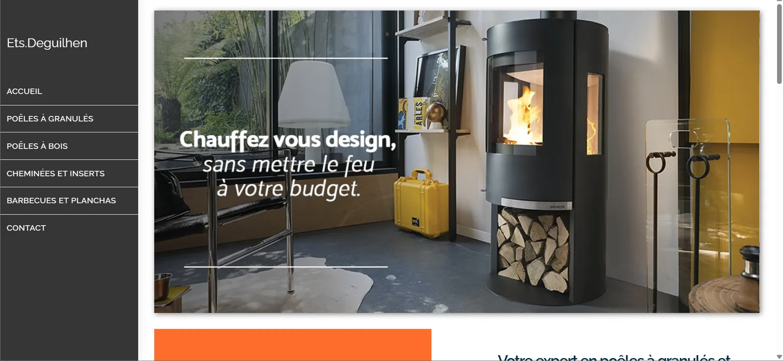 Site vitrine Ets Deguilhen - vente et installation de poêles à granulés et cheminées à Agen